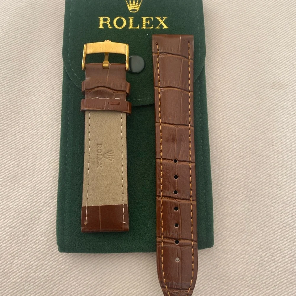Rolex Gold Plated 20mm Buckle Brown Leather Strap
